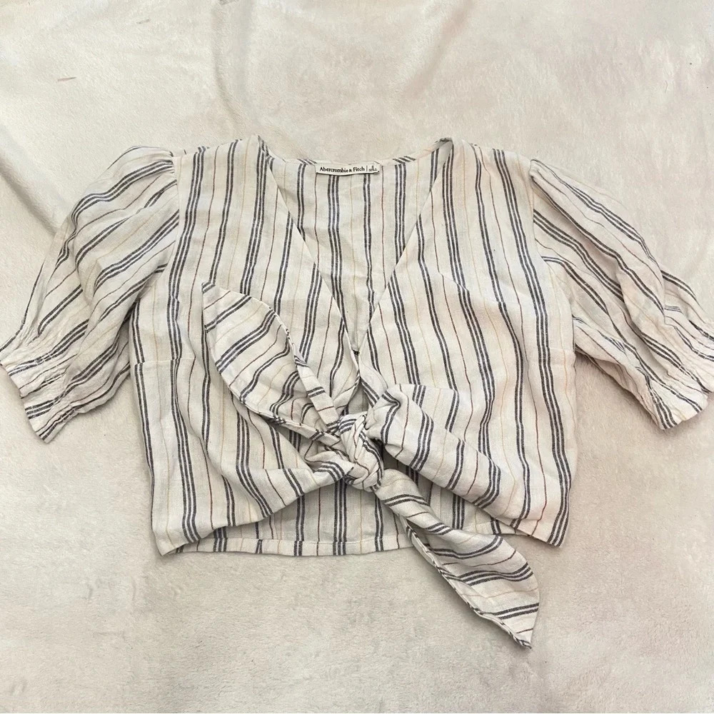 Abercrombie & Fitch striped tie hem top 28716